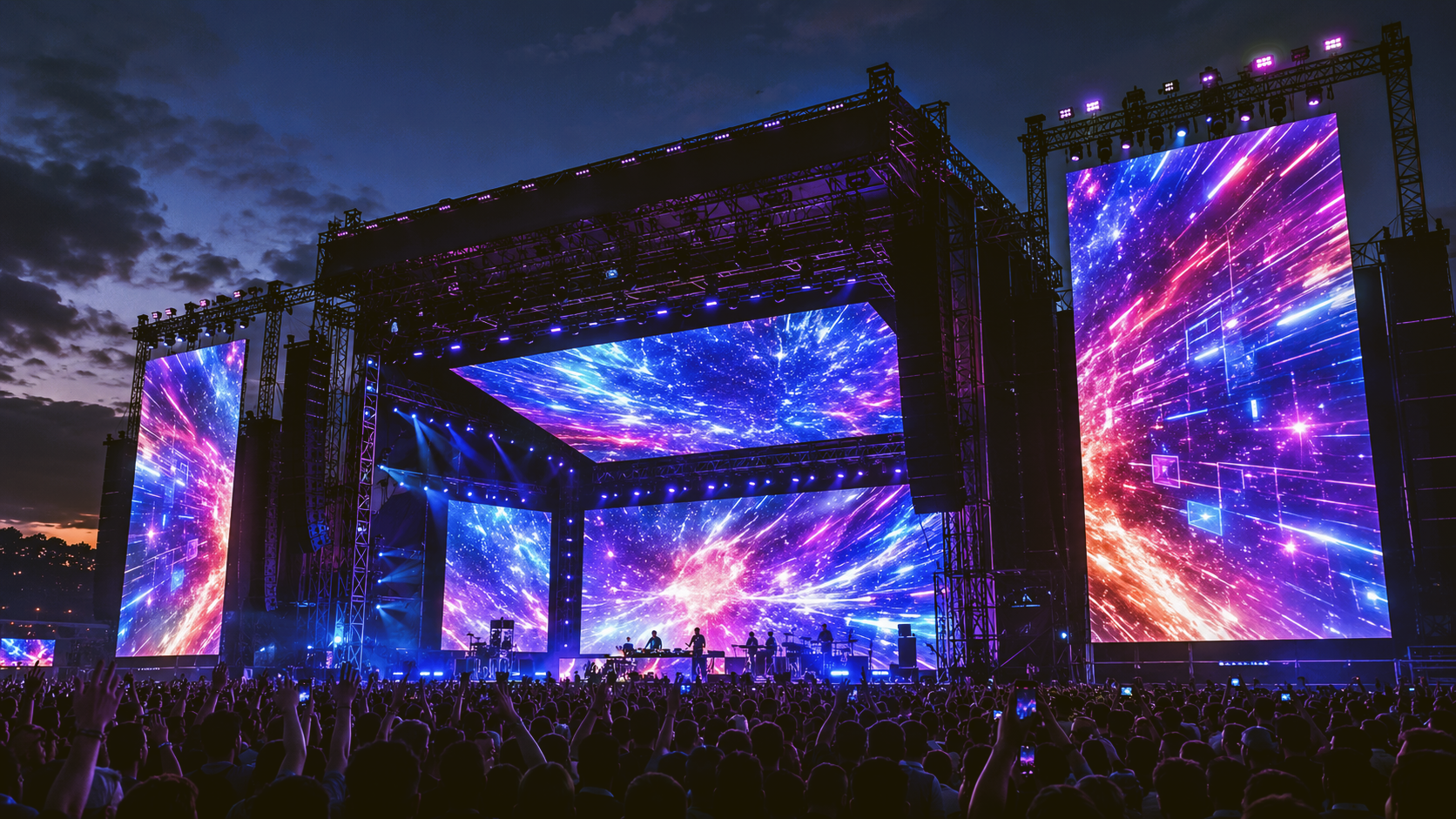 Large LED screen behind a live stage